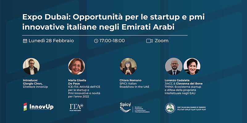 Emirati Arabi: un webinar sulle opportunità per startup e  PMI innovative italiane (28 febbraio)